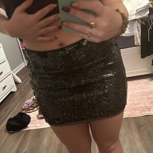 Express Glittering Black Mini Skirt